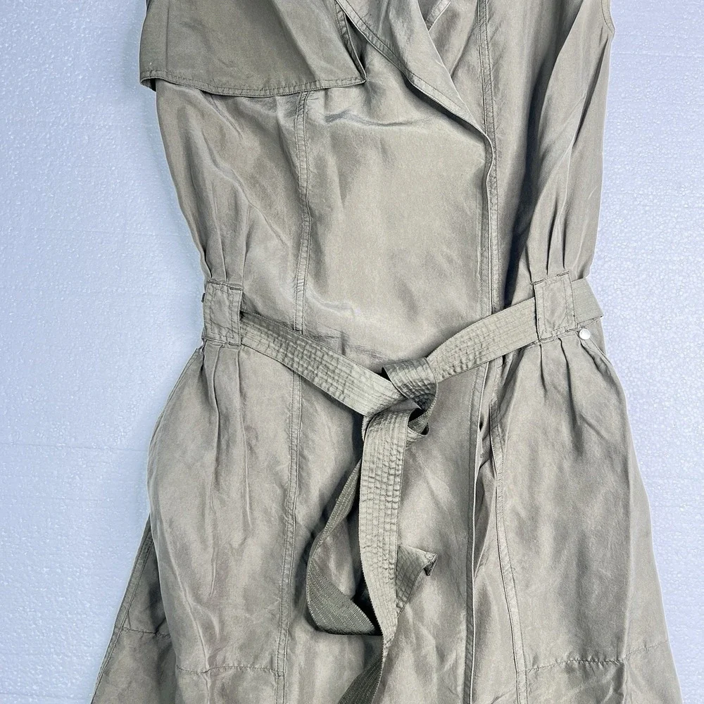 Rag & Bone New York‎ Women Sleeveless Trench Dress Olive Green Belted Utility Sm